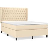 vidaXL Boxspring met matras stof crèmekleurig 140x200 cm