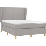 vidaXL - Boxspring - met - matras - stof - lichtgrijsx200 - cm