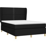 vidaXL - Boxspring - met - matras - stof - zwartx200 - cm