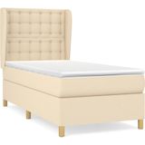vidaXL - Boxspring - met - matras - stof - crèmekleurig - 100x200 - cm