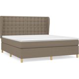 vidaXL - Boxspring - met - matras - stof - taupe - 180x200 - cm