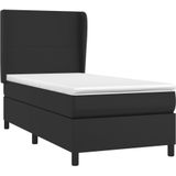 Vidaxl - Boxspringbett mit Matratze Schwarz 100x200 cm Kunstleder