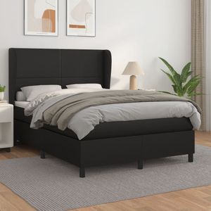 vidaXL Boxspring - Zwart - Kunstleer - Inclusief Matras