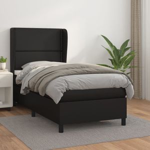 vidaXL Boxspringbett mit Matratze Schwarz 100x200 cm Kunstleder