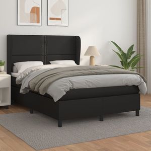 vidaXL Boxspring - Kunstleer - Zwart - 140x200 cm