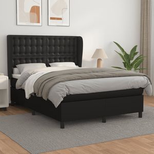 vidaXL - Boxspring - met - matras - kunstleer - zwartx200 - cm