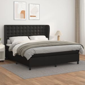 Vidaxl - Boxspringbett mit Matratze Schwarz 180x200 cm Kunstleder