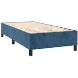 vidaXL Boxspring met matras fluweel donkerblauw 100x200 cm