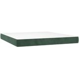 vidaXL Boxspringbett mit Matratze Dunkelgrün 160x200 cm Samt