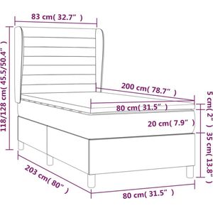 vidaXL Boxspring met matras fluweel donkergrijs 80x200 cm