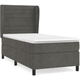 vidaXL Boxspringbett mit Matratze Dunkelgrau 90x190 cm Samt