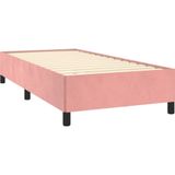 vidaXL - Boxspring - met - matras - fluweel - roze - 90x200 - cm