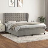 Vidaxl - Boxspringbett mit Matratze Hellgrau 180x200 cm Samt