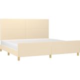 VidaXL Bedframe met Hoofdeinde Stof Crèmekleurig 200x200 cm