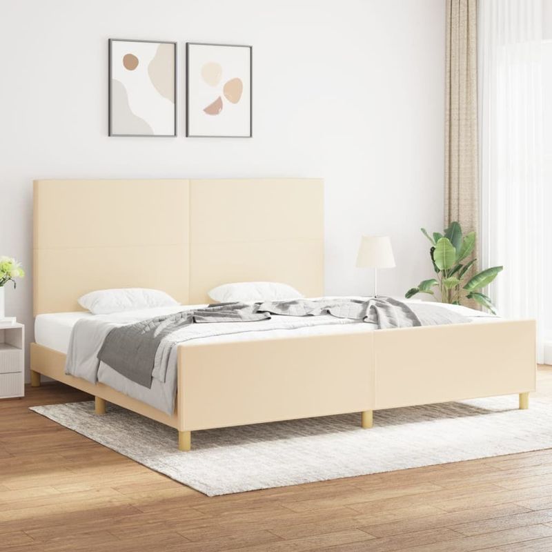 VidaXL Bedframe met Hoofdeinde Stof Crèmekleurig 200x200 cm