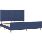 vidaXL Bedframe zonder matras stof blauw 160x200 cm