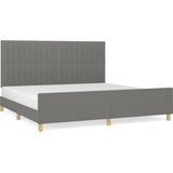 vidaXL Bedframe met hoofdeinde stof donkergrijs 200x200 cm