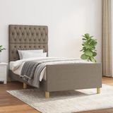 vidaXL - Bedframe - zonder - matras - 90x200 - cm - stof - taupe