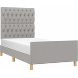 vidaXL Bedframe met hoofdeinde stof lichtgrijs 100x200 cm