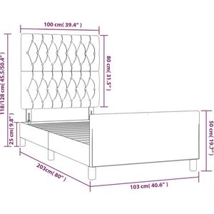 vidaXL Bedframe zonder matras 100x200 cm stof taupe