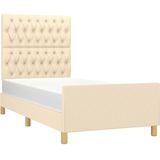Bettgestell ohne Matratze Creme 100x200 cm Stoff vidaXL