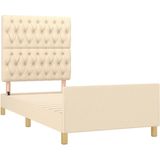 Bettgestell ohne Matratze Creme 100x200 cm Stoff vidaXL