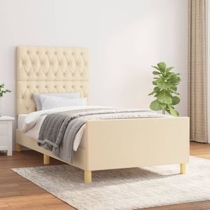 Bettgestell ohne Matratze Creme 100x200 cm Stoff vidaXL