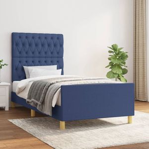 vidaXL Bettgestell ohne Matratze Blau 100x200 cm Stoff