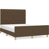 vidaXL - Bedframe - zonder - matras - stof - donkerbruin - 140x200 - cm
