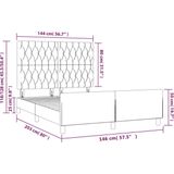 vidaXL Bedframe met hoofdeinde stof crèmekleurig 140x200 cm