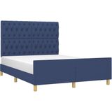 vidaXL Bettgestell ohne Matratze Blau 140x200 cm Stoff