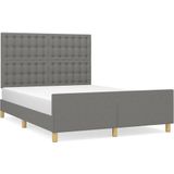 vidaXL - Bedframe - zonder - matras - stof - donkergrijs - 140x200 - cm