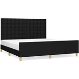 vidaXL Bedframe zonder matras stof zwart 160x200 cm