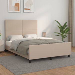 vidaXL Bettgestell mit Kopfteil Cappuccino-Braun 140x200 cm Kunstleder