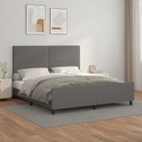 vidaXL - Bedframe - met - hoofdbord - kunstleer - grijsx200 - cm