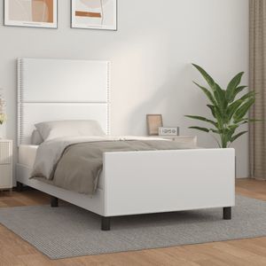 vidaXL Bedframe met hoofdbord kunstleer wit 90x190 cm