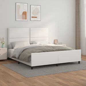 vidaXL - Bedframe - met - hoofdbord - kunstleer - wit - 180x200 - cm