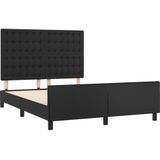 vidaXL Bettgestell mit Kopfteil Schwarz 140x190 cm Kunstleder