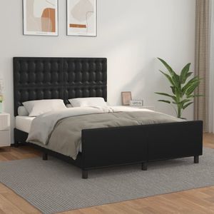 vidaXL Bedframe met hoofdeind kunstleer zwart 140x190 cm