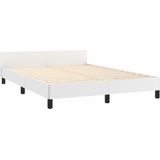 vidaXL Bettgestell mit Kopfteil Weiß 140x200 cm Kunstleder
