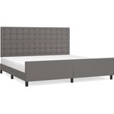 Bettgestell mit Kopfteil Grau 200x200 cm Kunstleder vidaXL