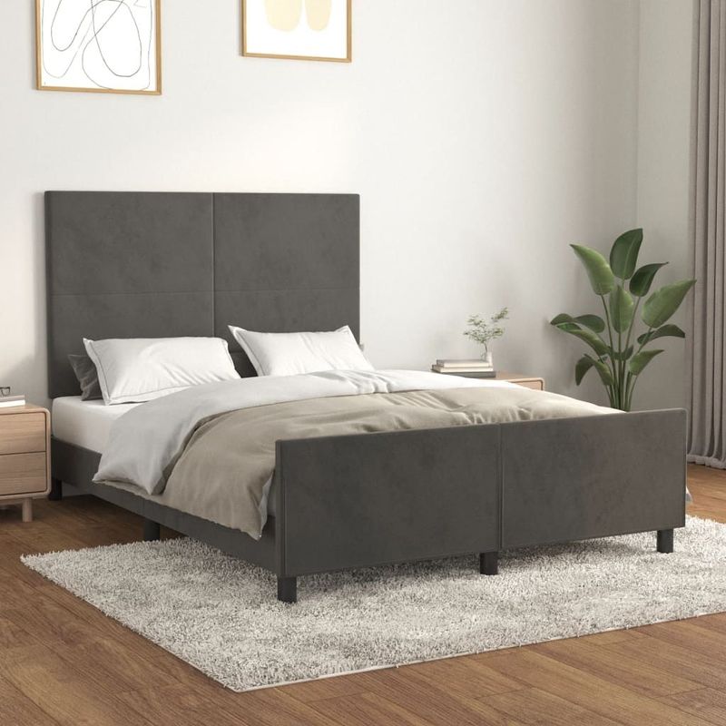 Jinlefu - Bettgestell ohne Matratze Dunkelgrau 140x190 cm Samt vidaXL