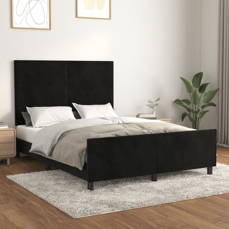 Bettgestell ohne Matratze Schwarz 140x190 cm Samt vidaXL