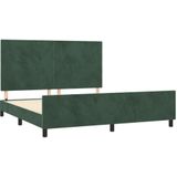 vidaXL Bedframe met hoofdeinde fluweel donkergroen 180x200 cm
