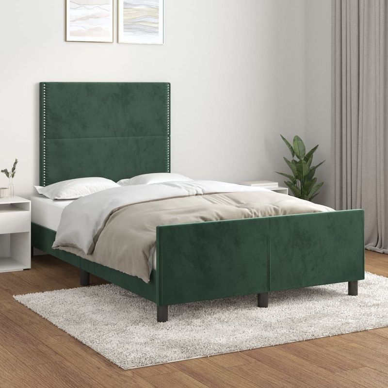 Vidaxl - Bettgestell ohne Matratze Dunkelgrün 120x200 cm Samt