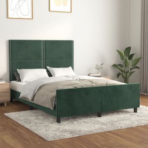 vidaXL - Bedframe - zonder - matrasx190 - cm - fluweel - donkergroen