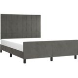 vidaXL Bedframe zonder matras 140x190 cm fluweel donkergrijs