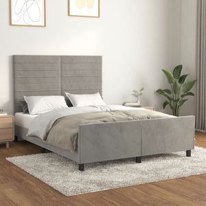 vidaXL - Bedframe - zonder - matras - 140x190 - cm - fluweel - lichtgrijs