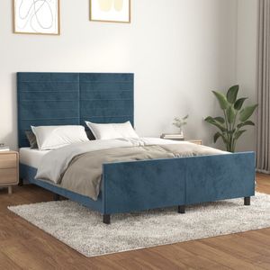 vidaXL Bettgestell ohne Matratze Dunkelblau 140x200 cm Samt