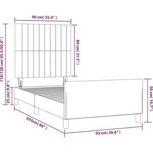 VidaXL Bedframe Hoofdeinde Fluweel Donkergrijs 90x200 cm